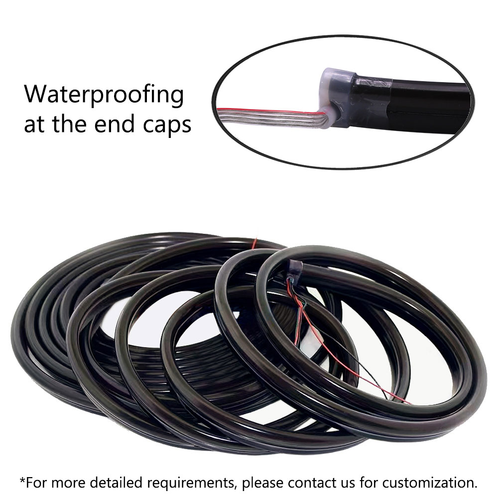 Outdoor Flexible Black Silicone Neon LED Strip Lights Kit Addressable RGB Color Outdoor Flexible Black Silicone Neon LED Strip Lights Kit Addressable RGB Color